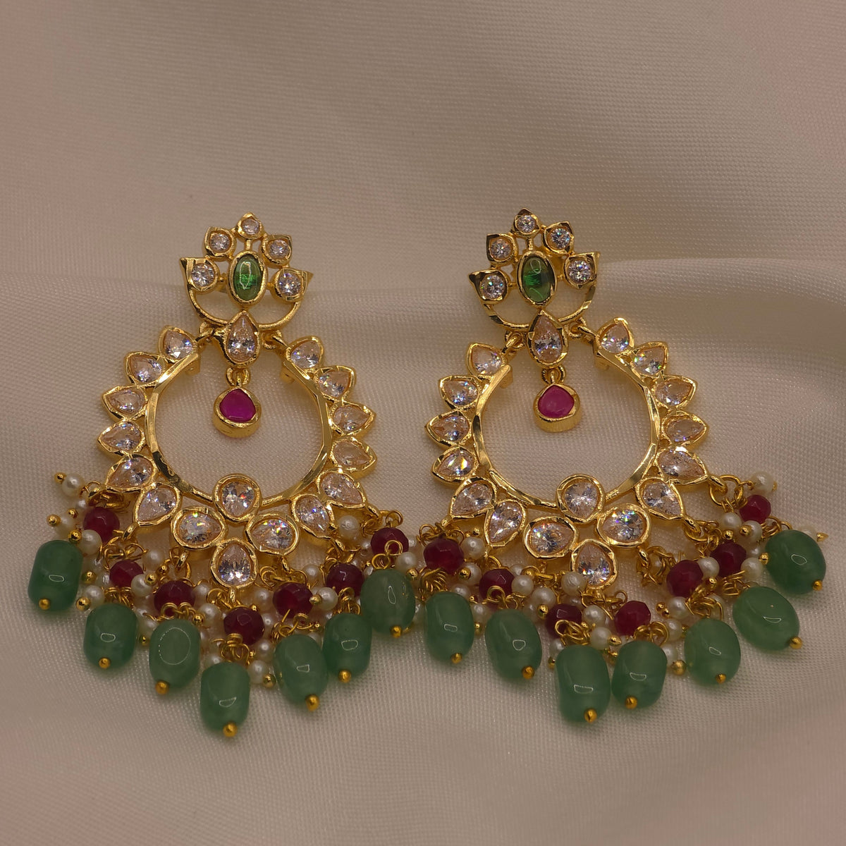 Emerald Ruby Hoop Earrings