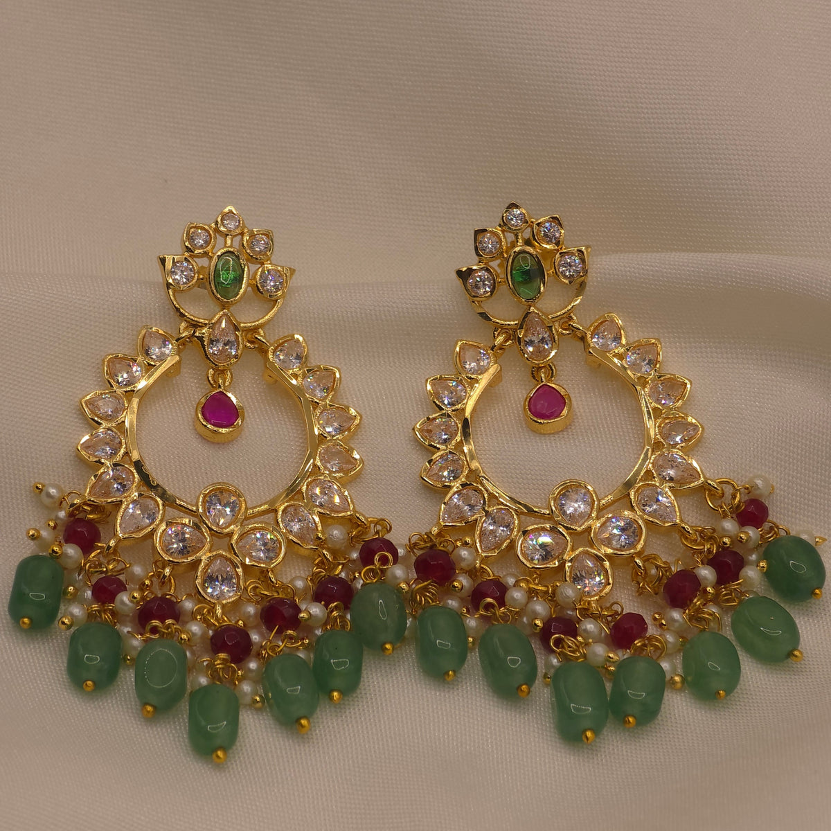 Emerald Ruby Hoop Earrings