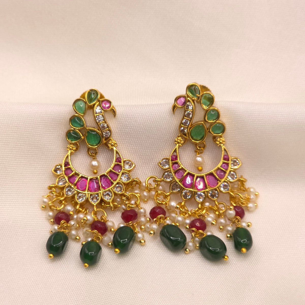 Emerald Ruby Chandbali Earrings