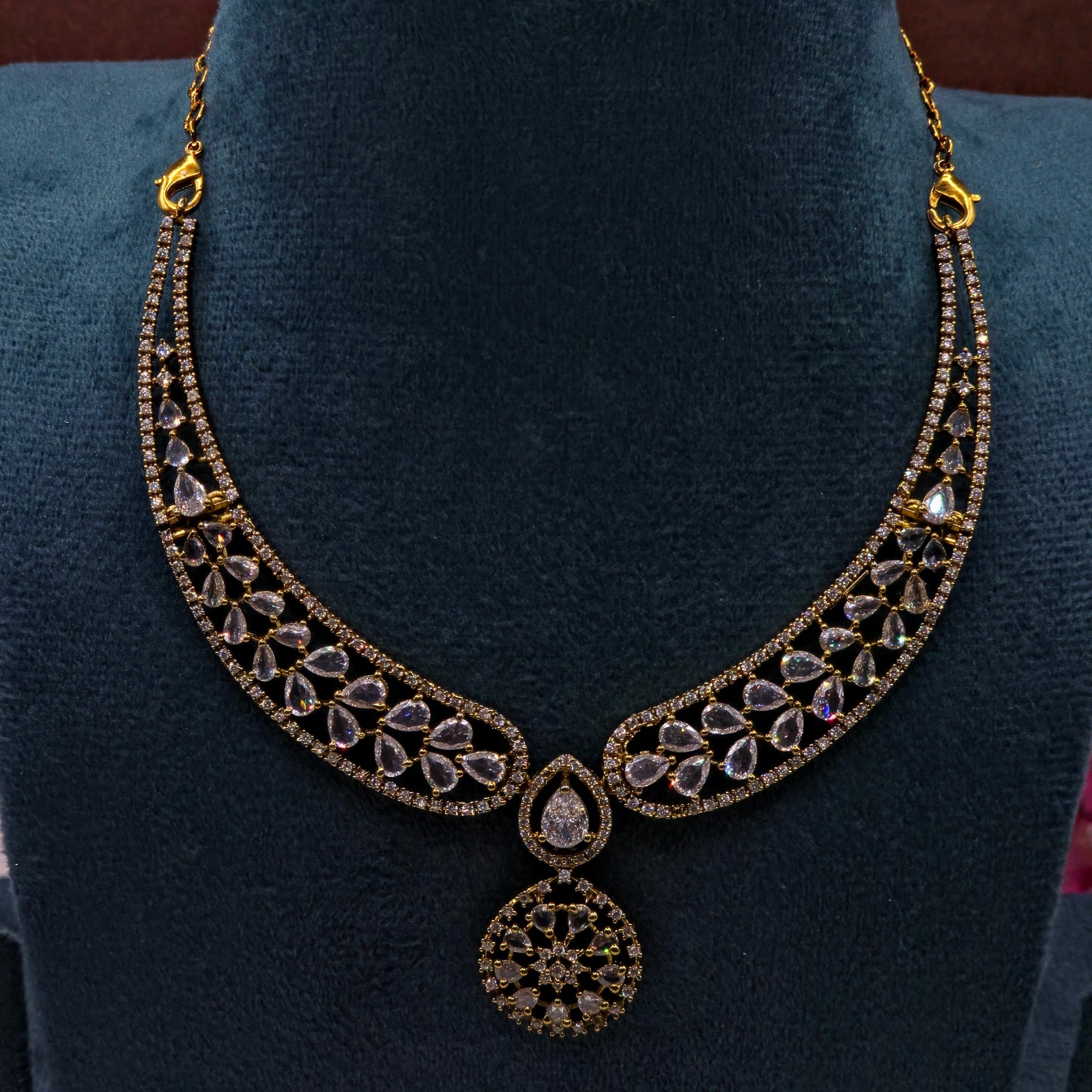 Crystal Teardrop Bridal Necklace Set