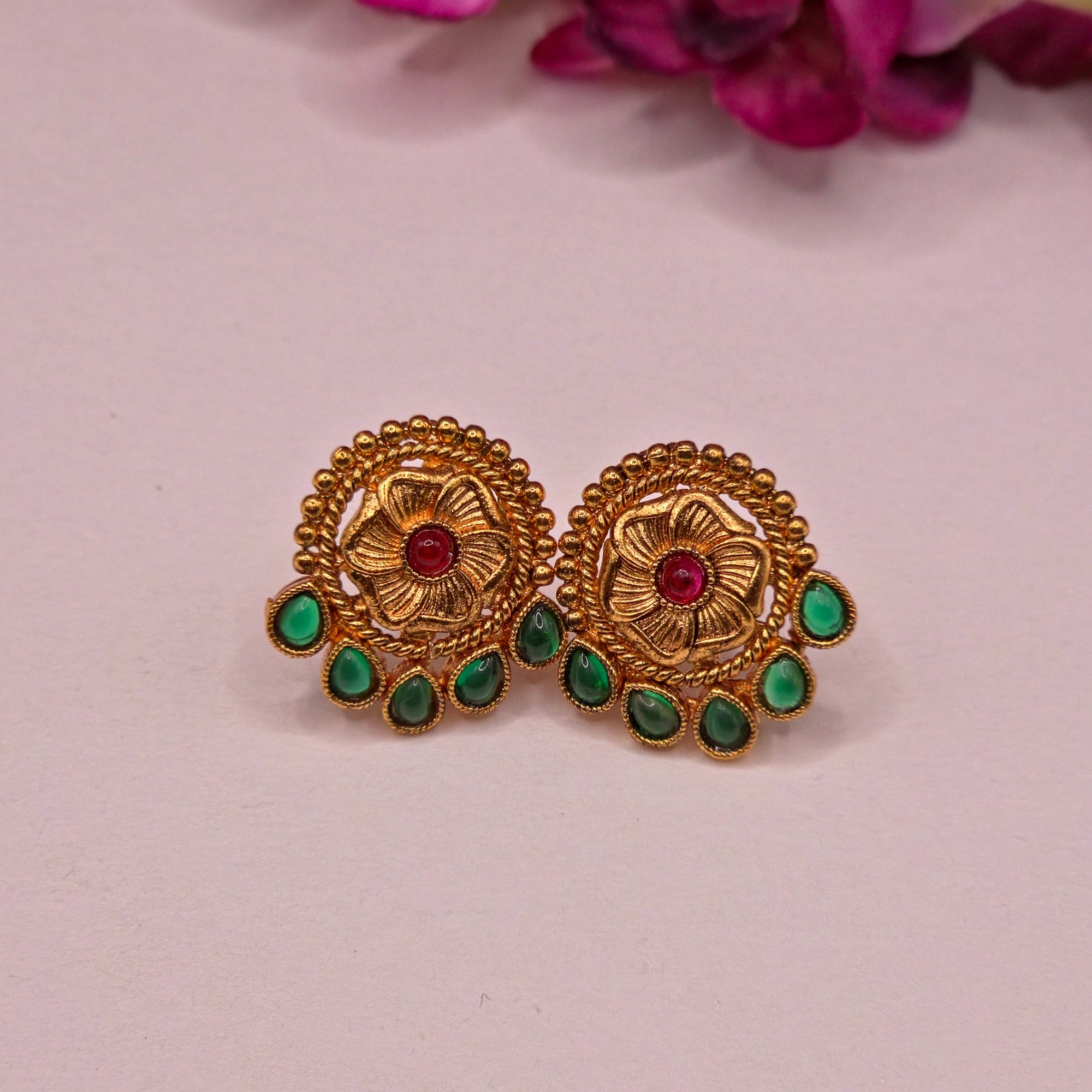 Ruby Emerald Floral Antique Choker