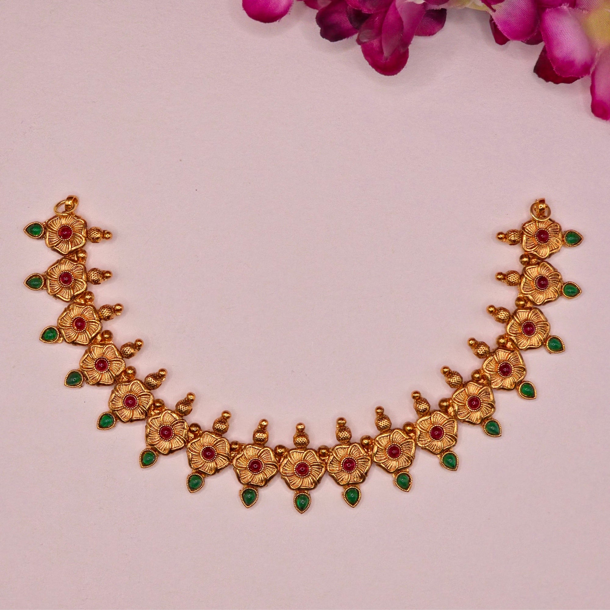 Ruby Emerald Floral Antique Choker