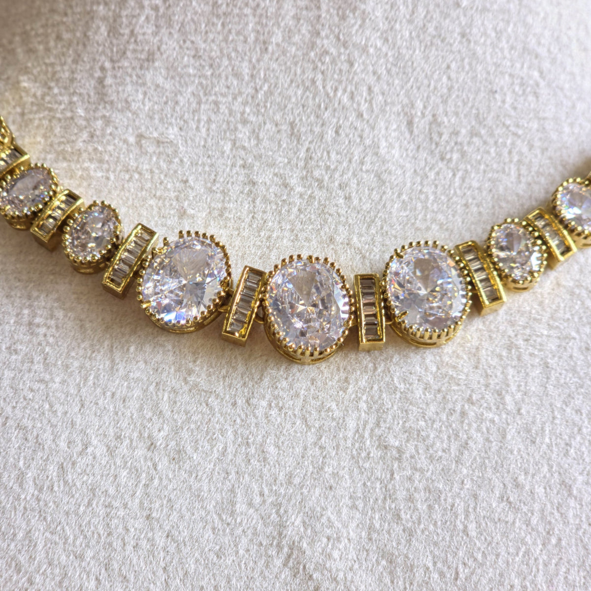 CZ Crystal Gold-Toned Necklace Set