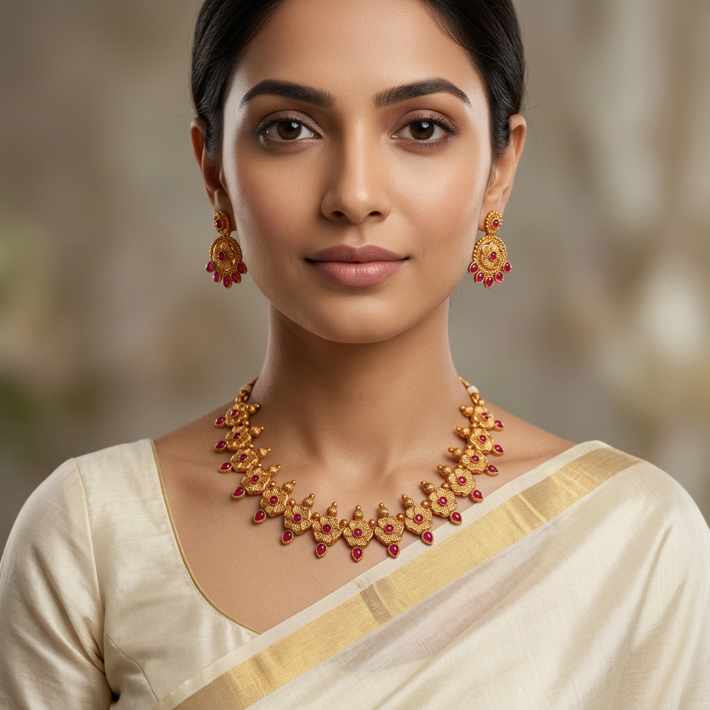 Ruby Floral Antique Choker Set