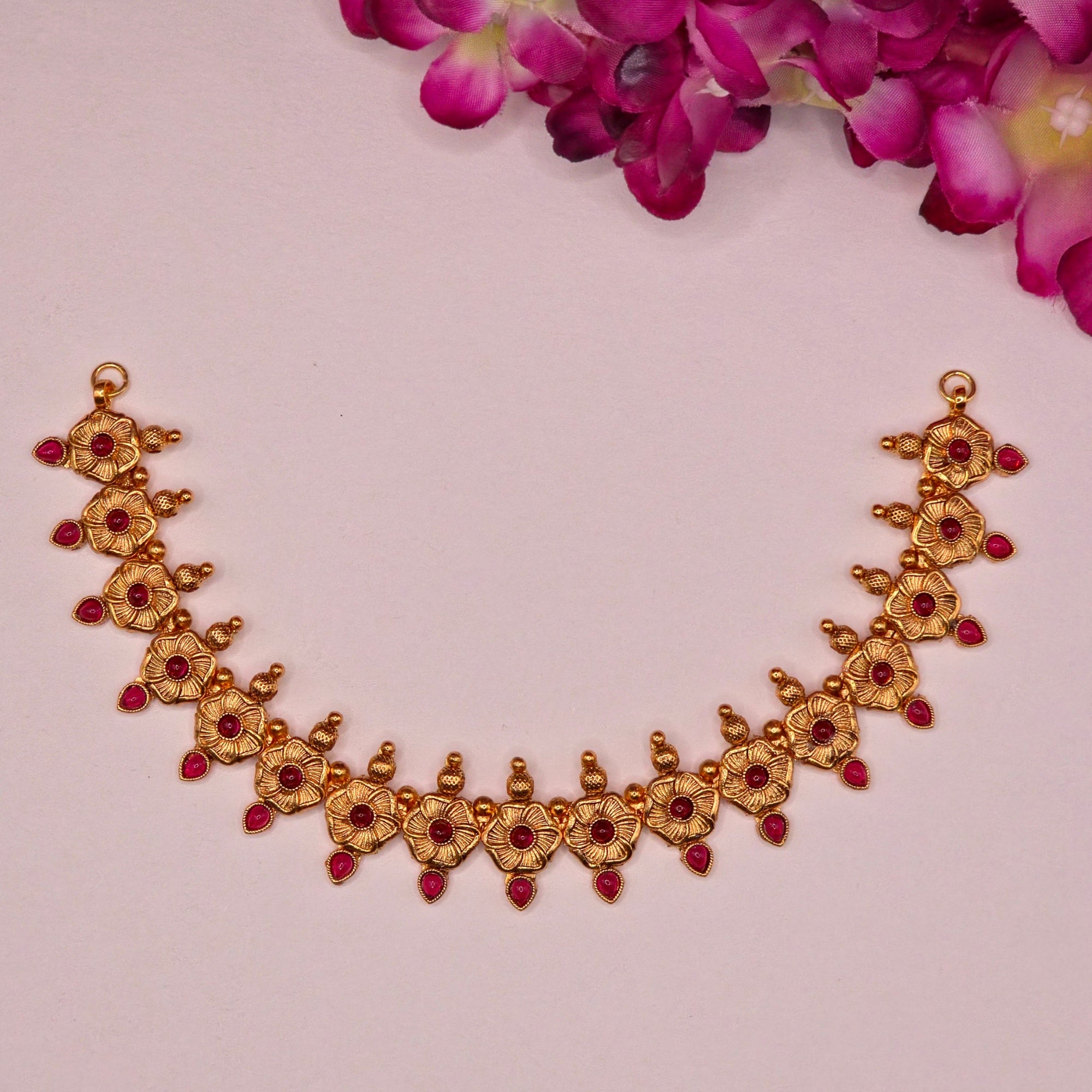 Ruby Floral Antique Choker Set