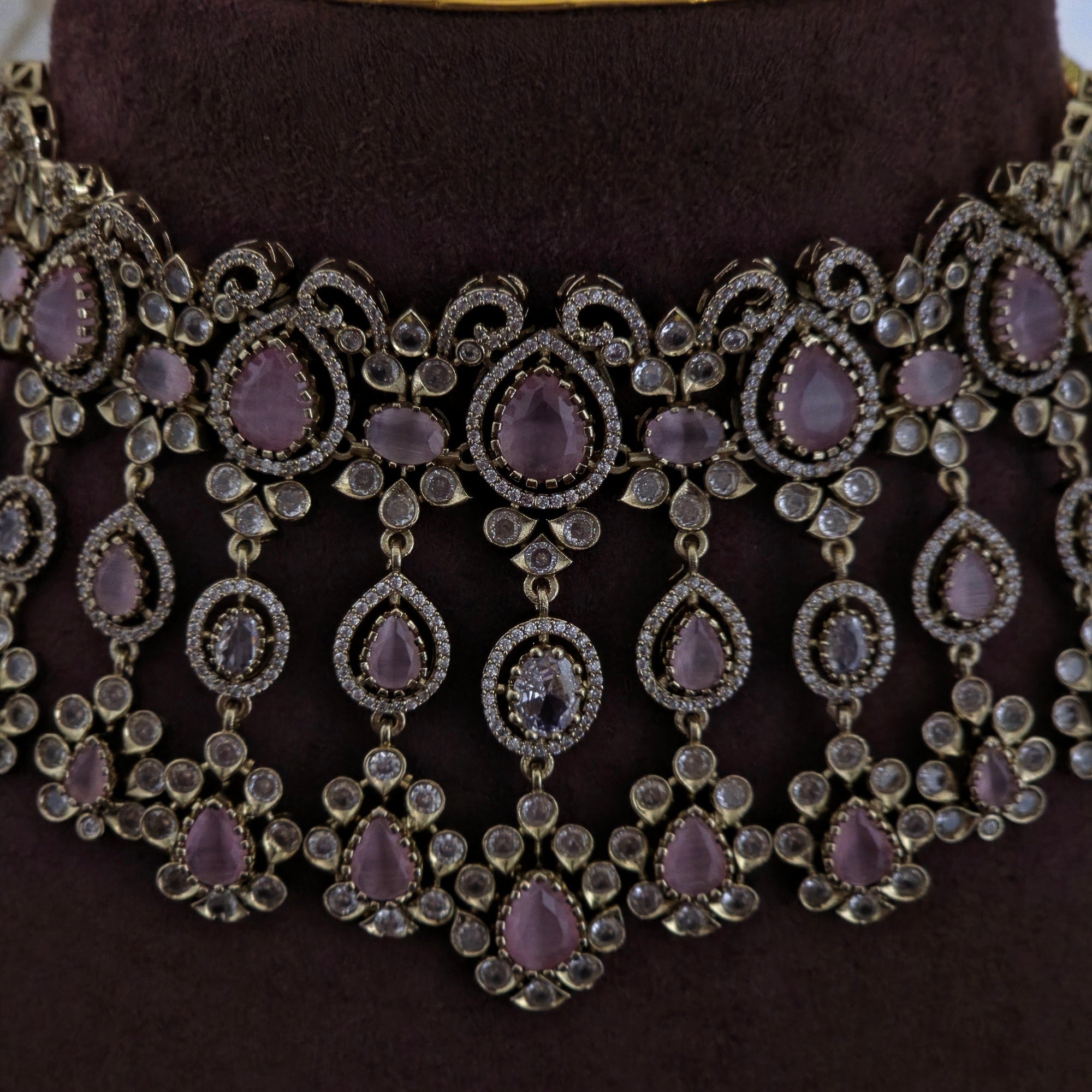 Blush Pink Victorian Kundan Bridal Choker Set