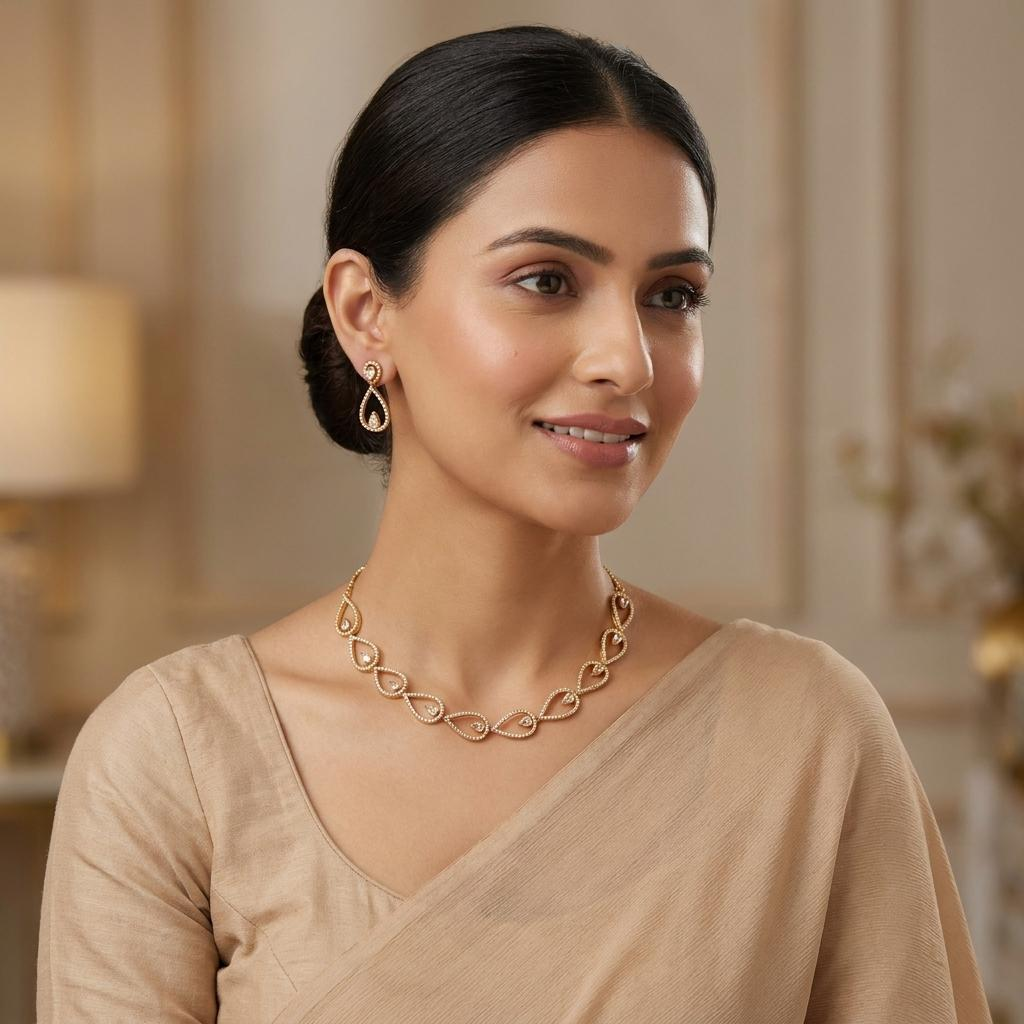 CZ Teardrop Necklace Set