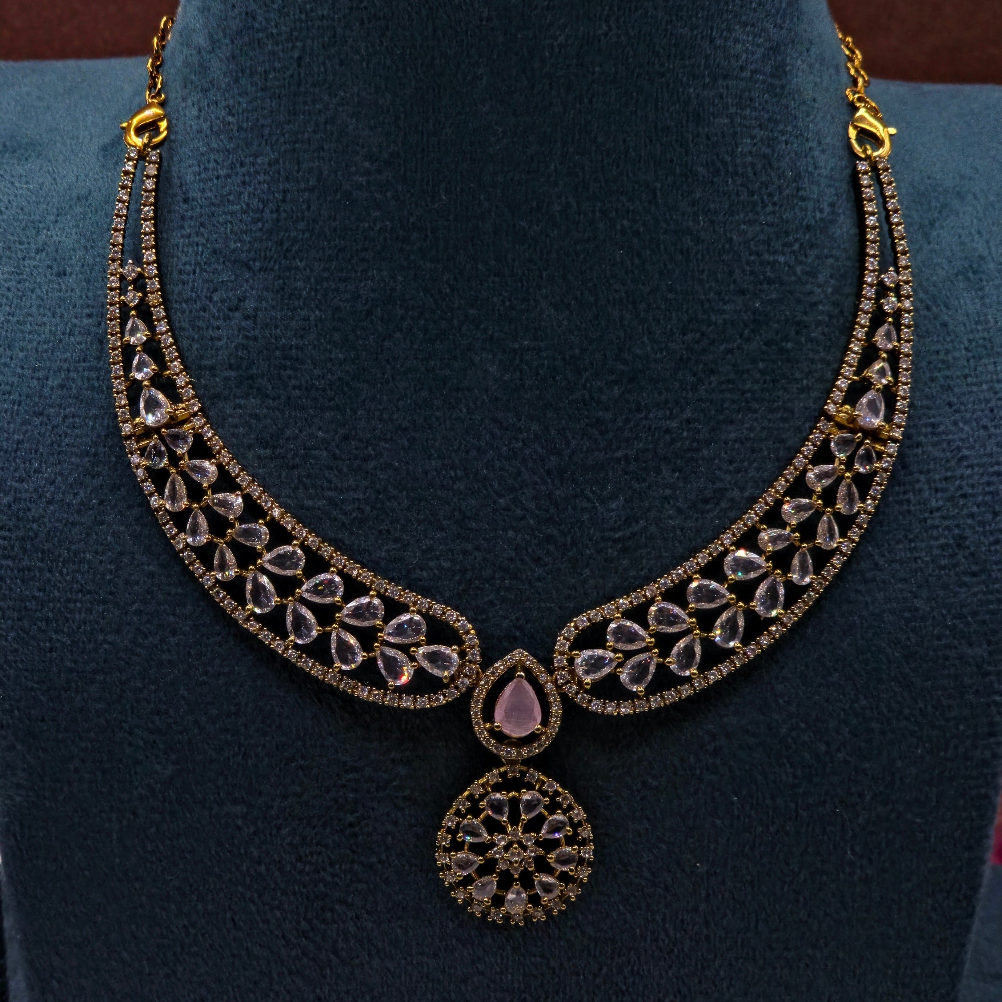 Blush Crystal Bridal Necklace Set
