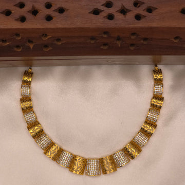 CZ Gold Panel Choker Necklace