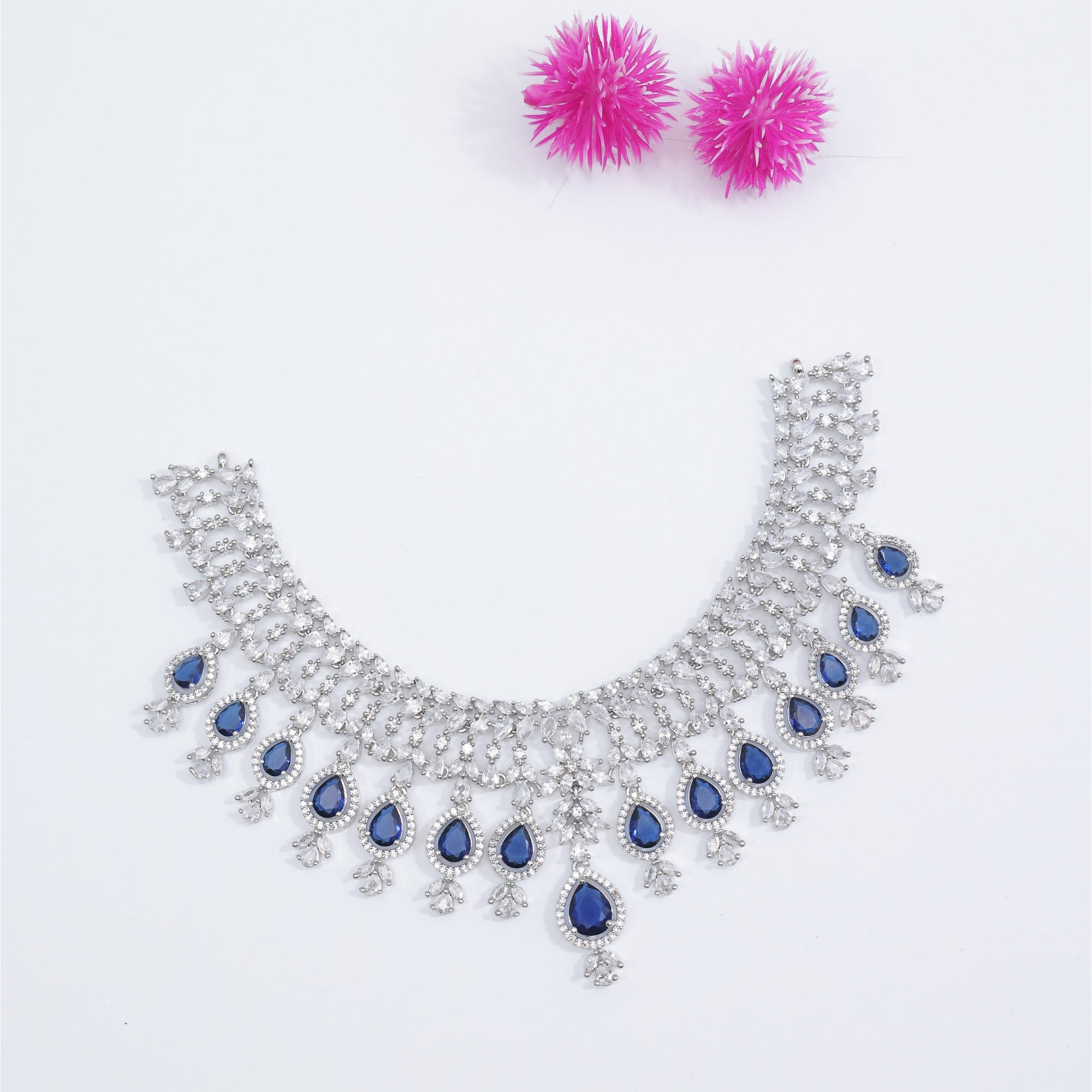 Royal Sapphire Crown Zircon Neckpiece