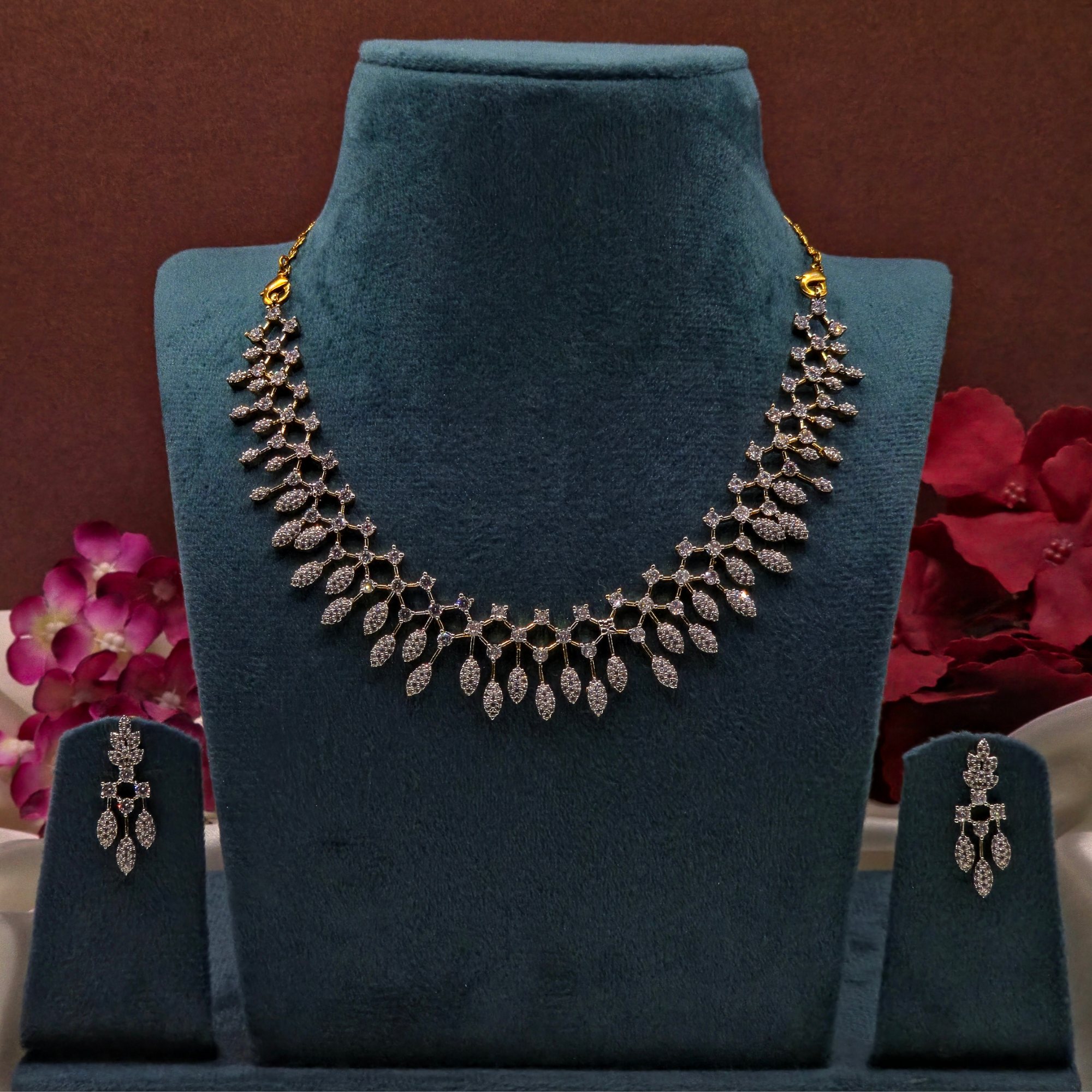 CZ Marquise Leaf Necklace Set