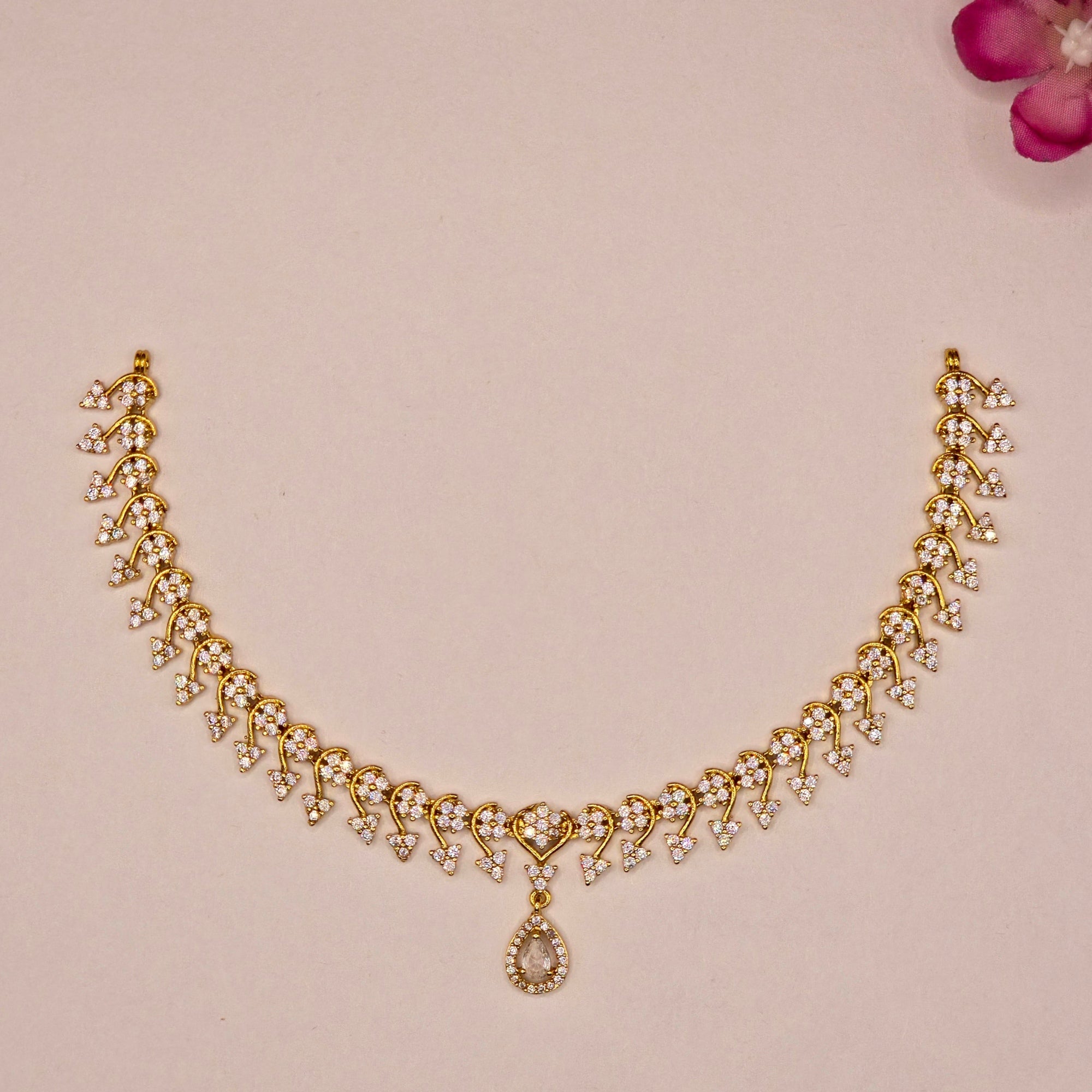 Royal Heart Drop CZ Necklace Set