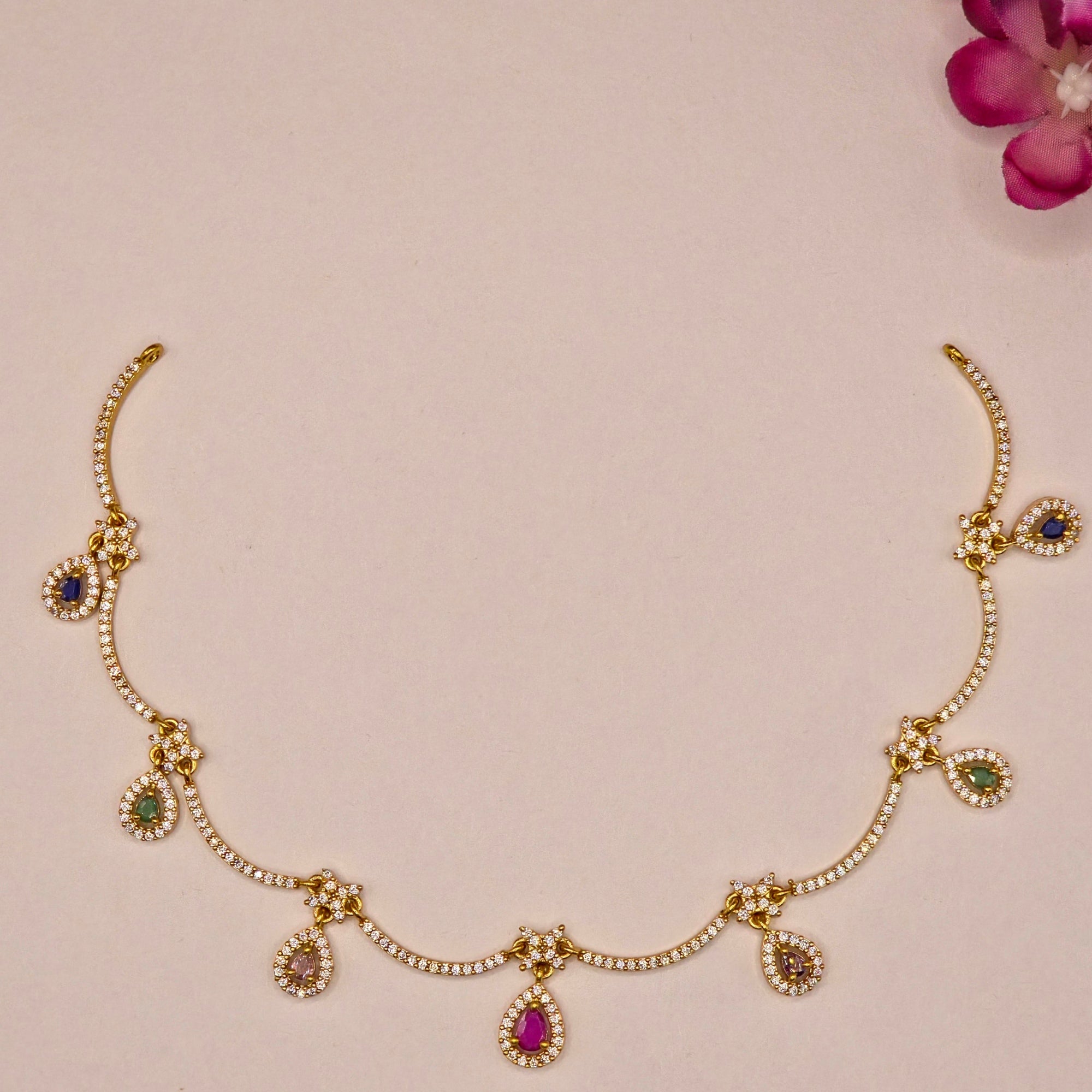 CZ Multistone Teardrop Neckpiece Set
