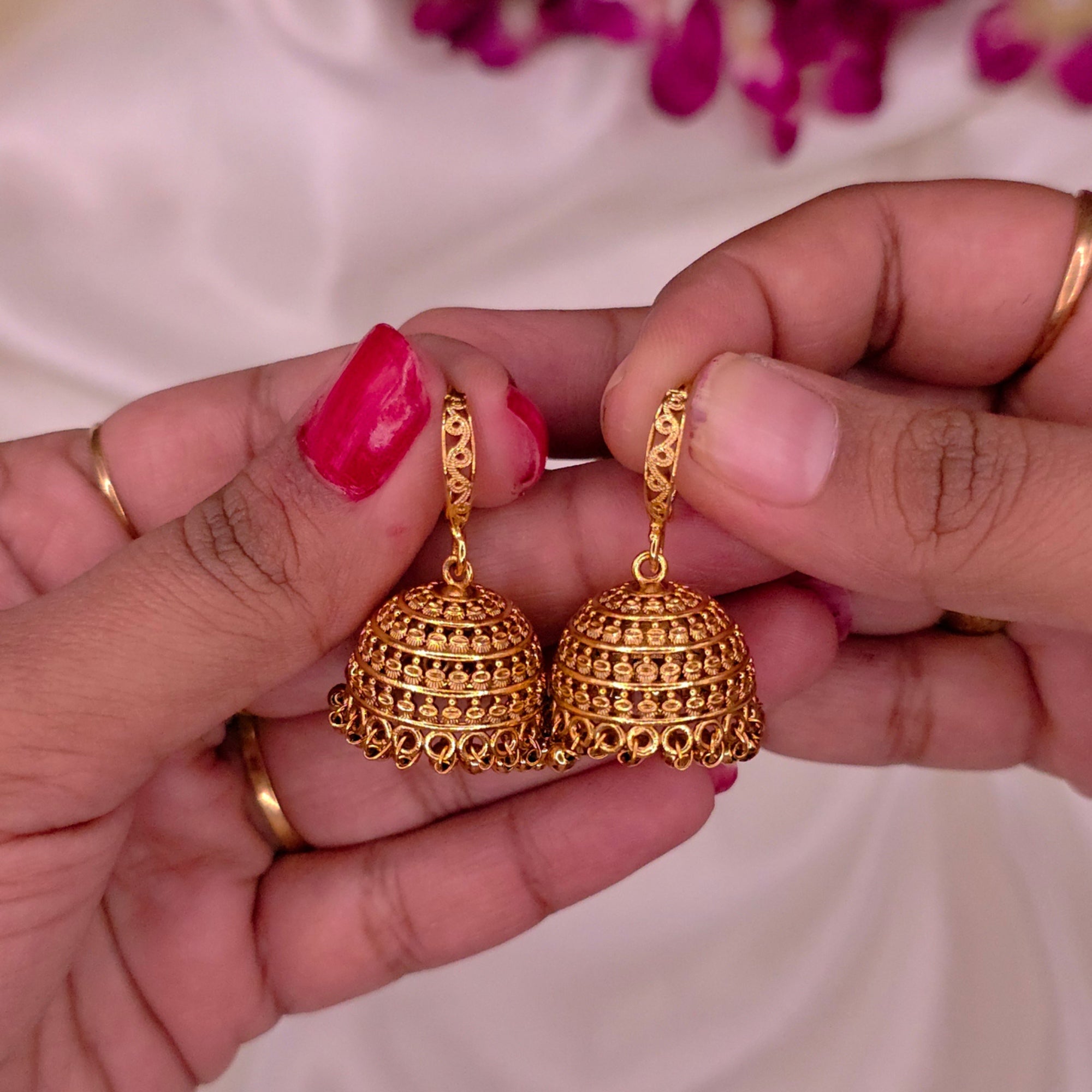 Classic Antique Gold Jhumka Earrings