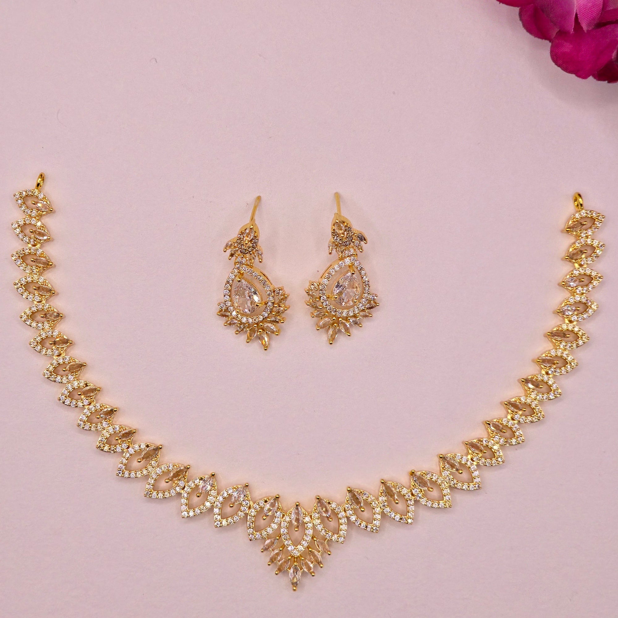Crystalline Paisley CZ Neckpiece Set