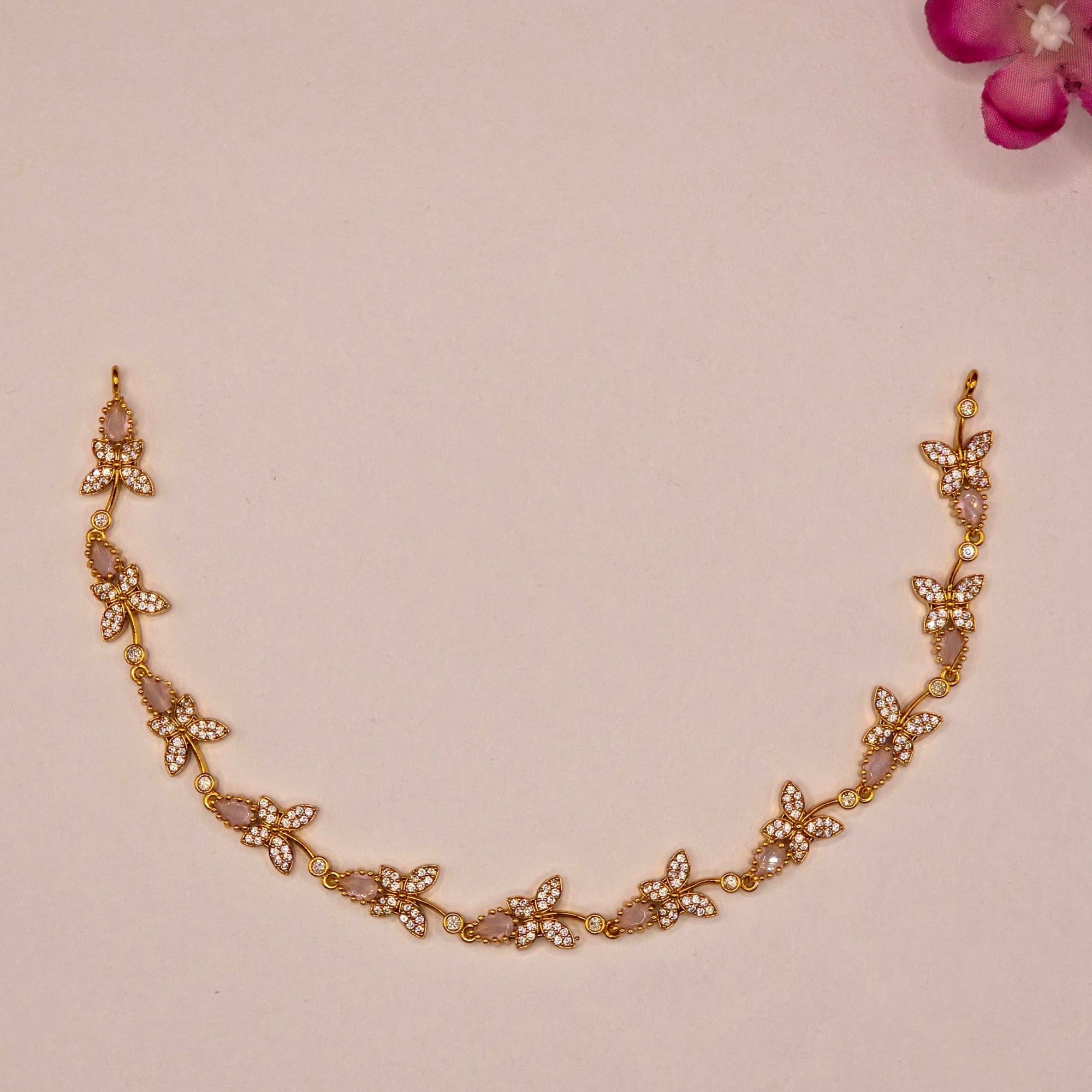 CZ Butterfly Rose Quartz Drop Earrings