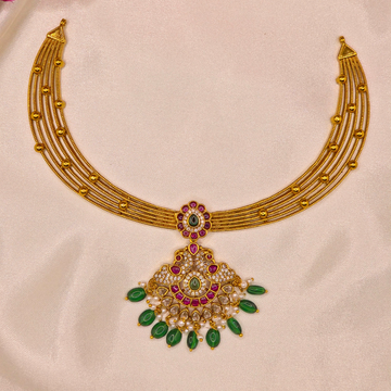 Ruby Emerald Kanti/Hasli Necklace Set