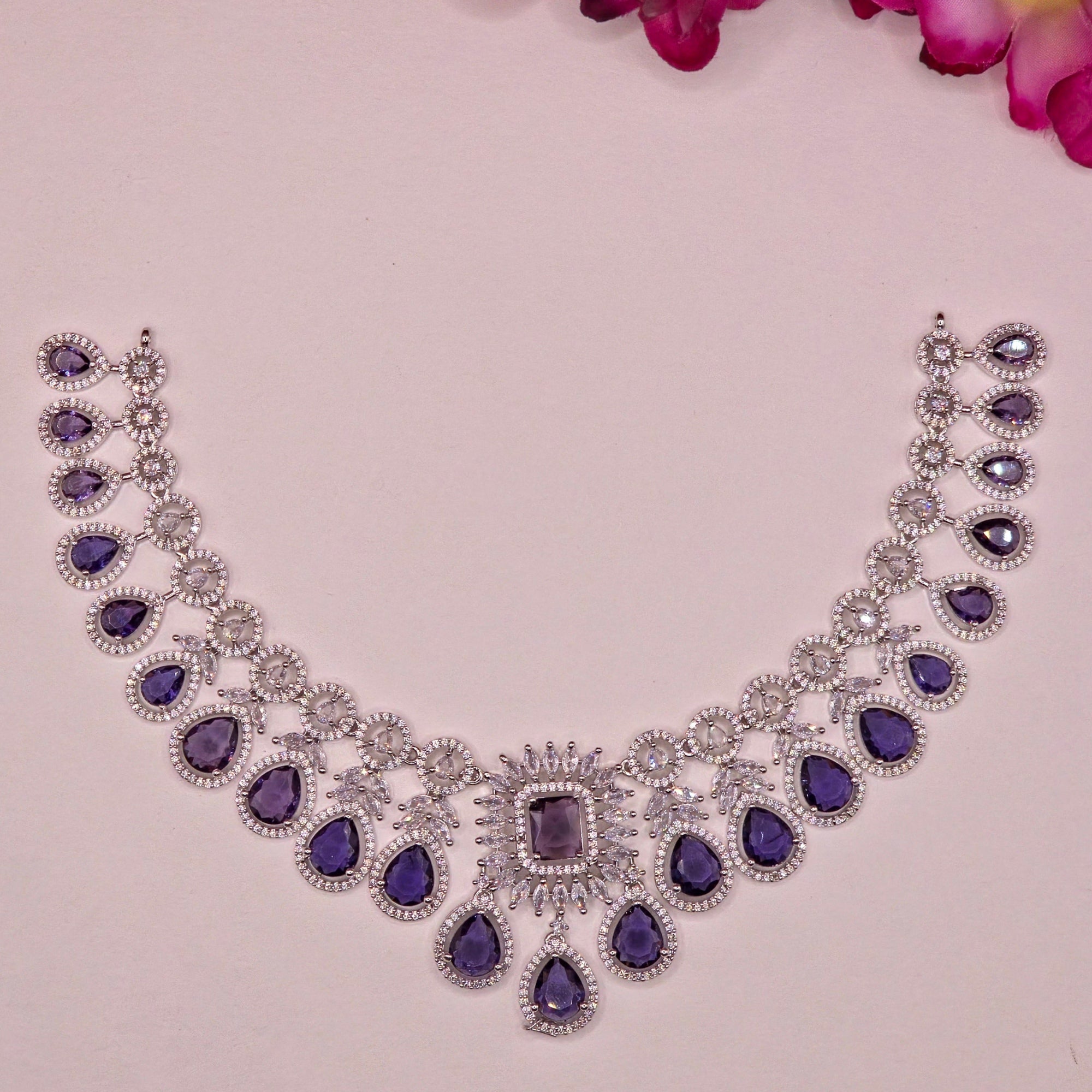 Royal Amethyst Diamond Necklace Set
