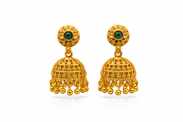Antique Emerald Dome Jhumka Earrings (Small)