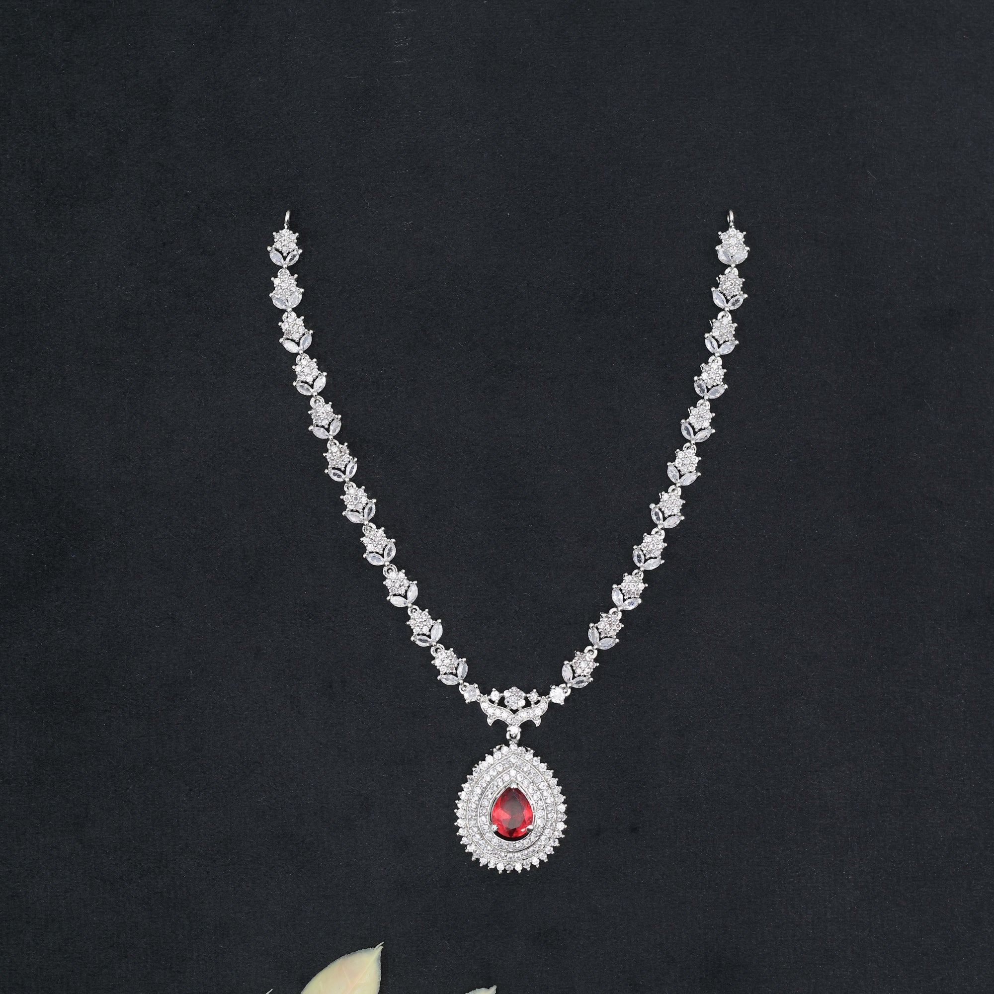 Ruby Silver Cascade AD Neckset