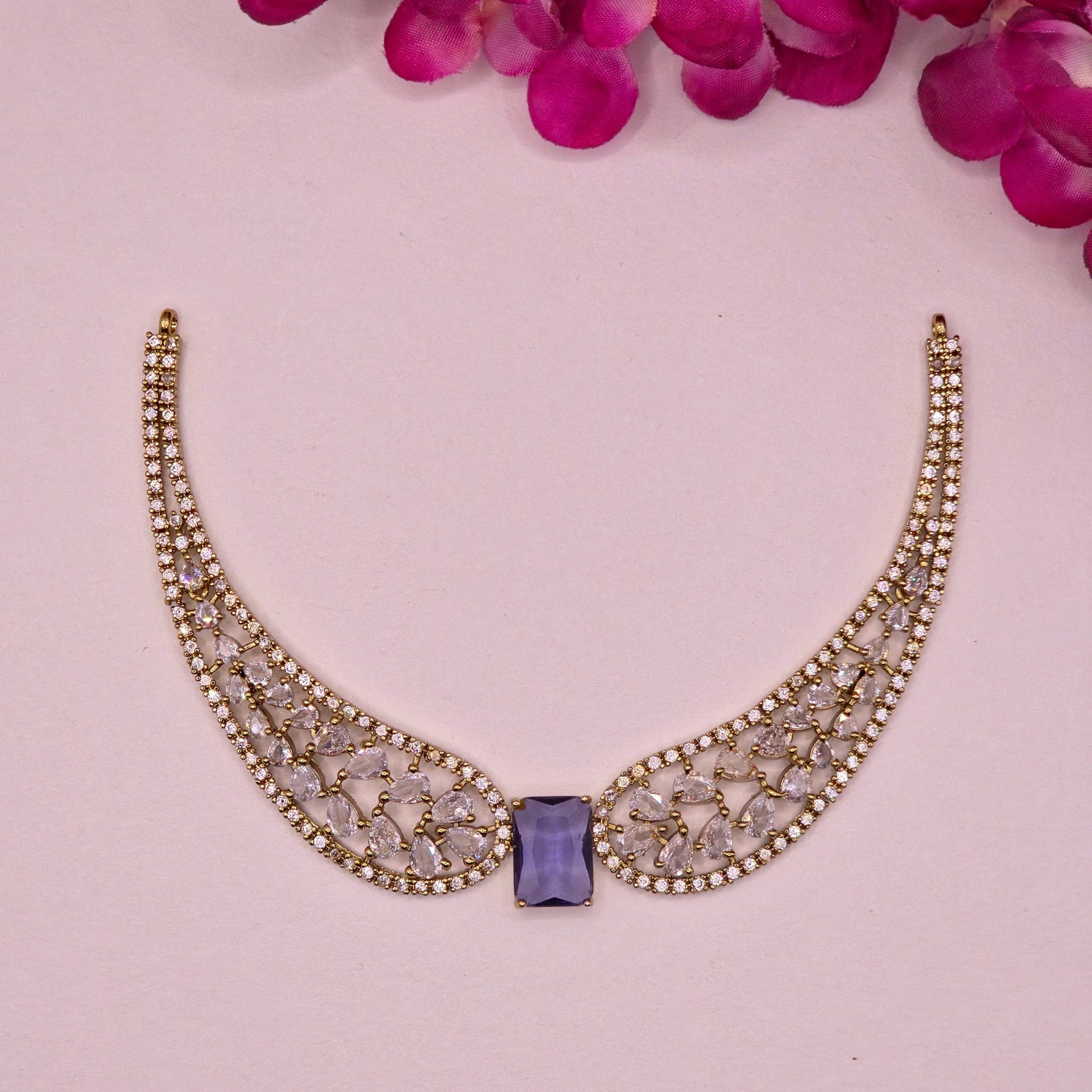 Amethyst CZ Premium Bridal Hasli Neckpiece