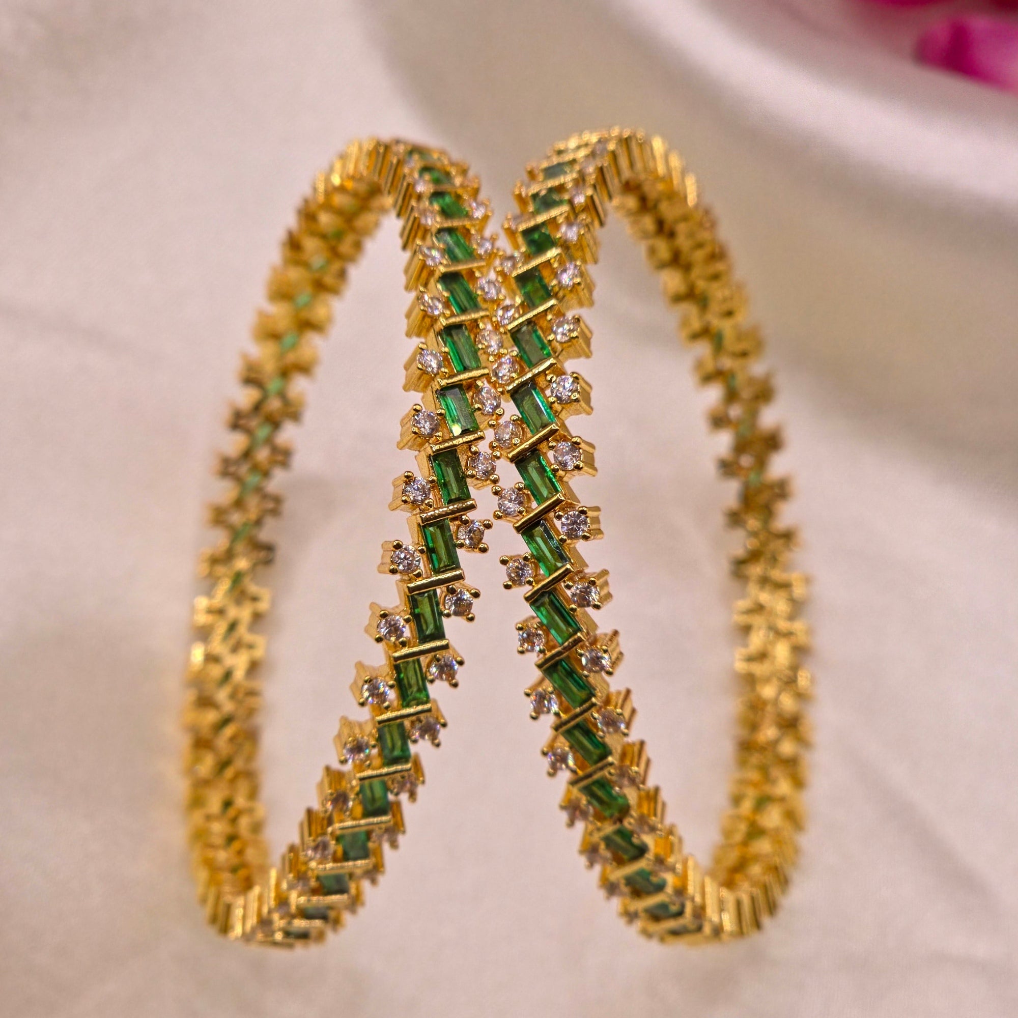 Emerald Diamond Designer Bangles