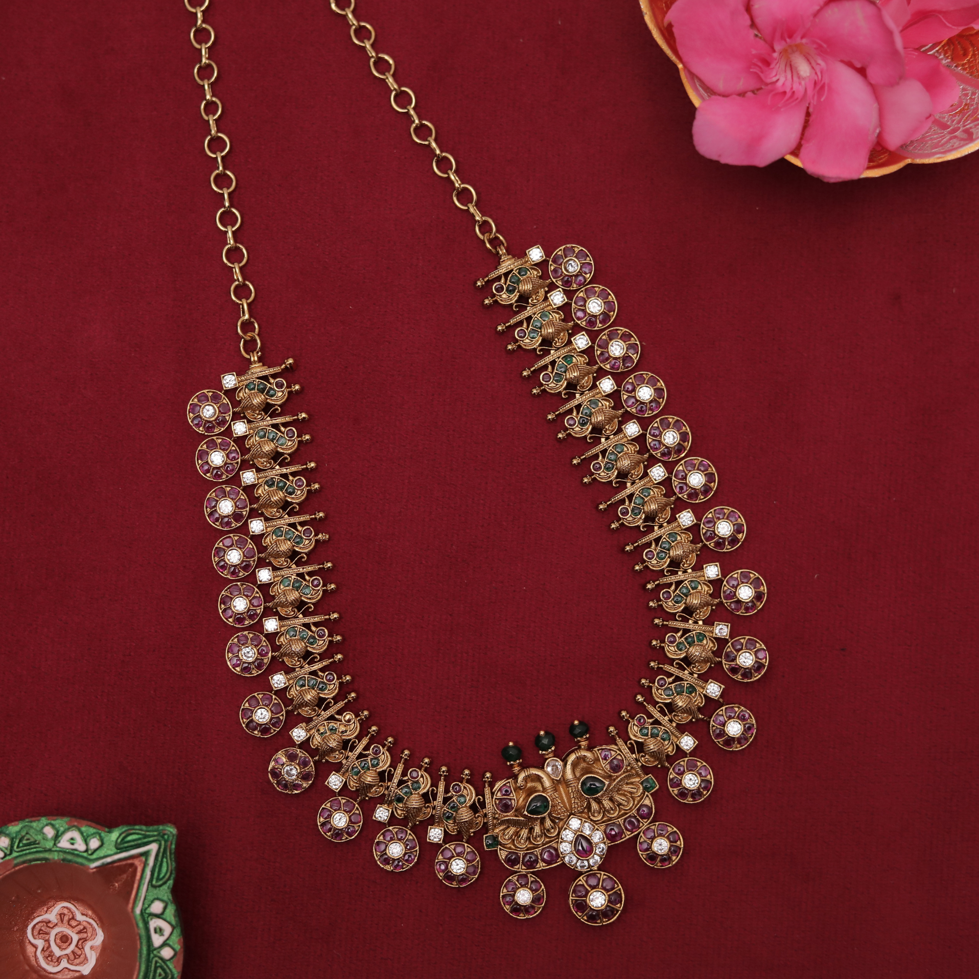 Antique Mayura Interchangeable Kemp Haram