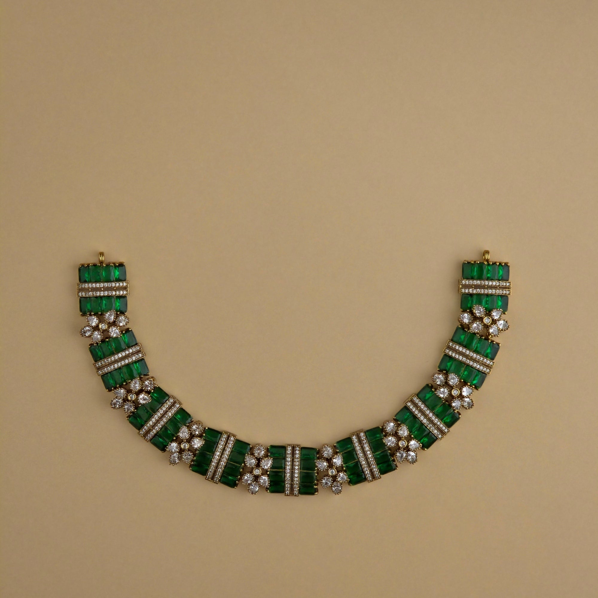 Royal Emerald Victorian Floral CZ NeckSet