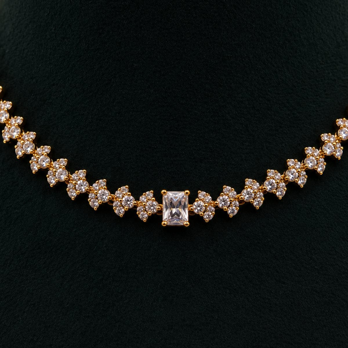 Crystal Floral Tennis Necklace Set