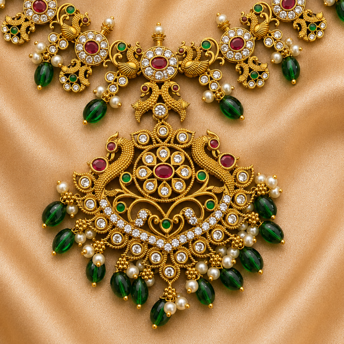 Peacock Kemp Green Necklace Set