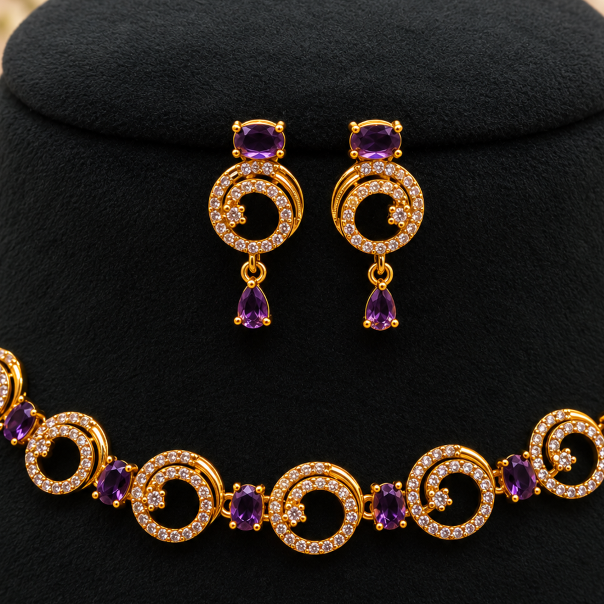 Purple Spiral Elegance Necklace Set
