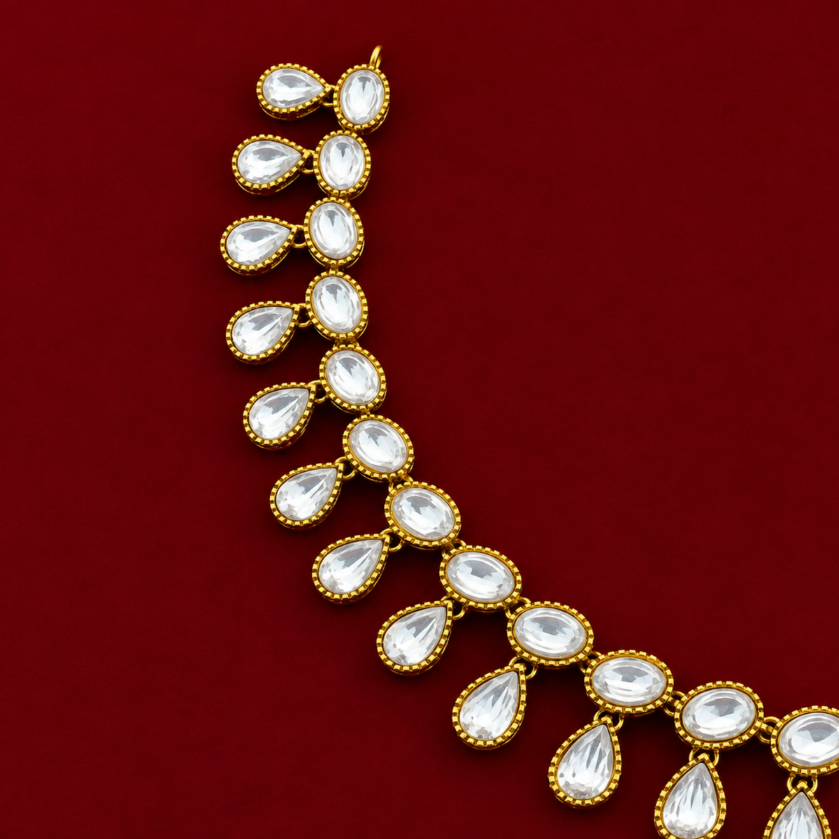 Crystal Kundan Double Layer Necklace Set