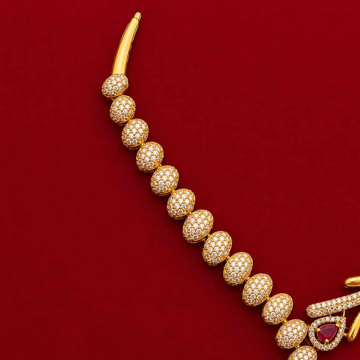 Ruby Leaf CZ Necklace Set