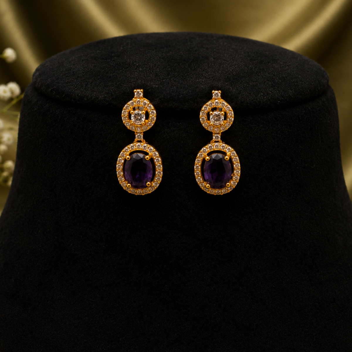Amethyst CZ Necklace Set