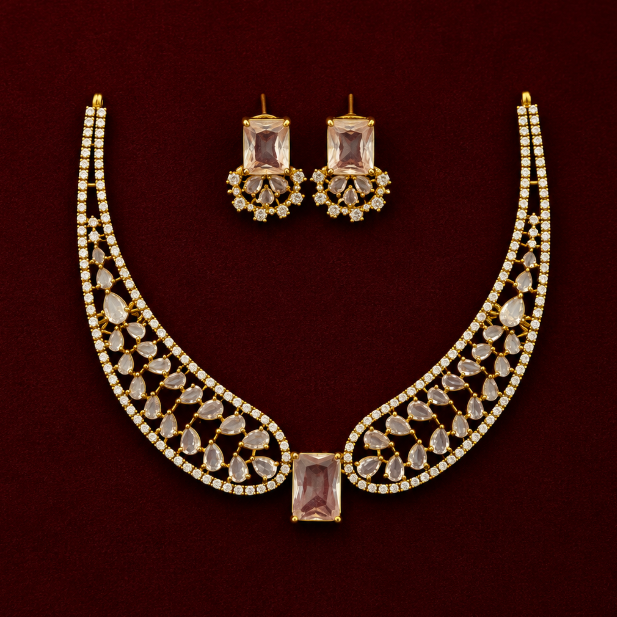 White CZ Choker Necklace Set