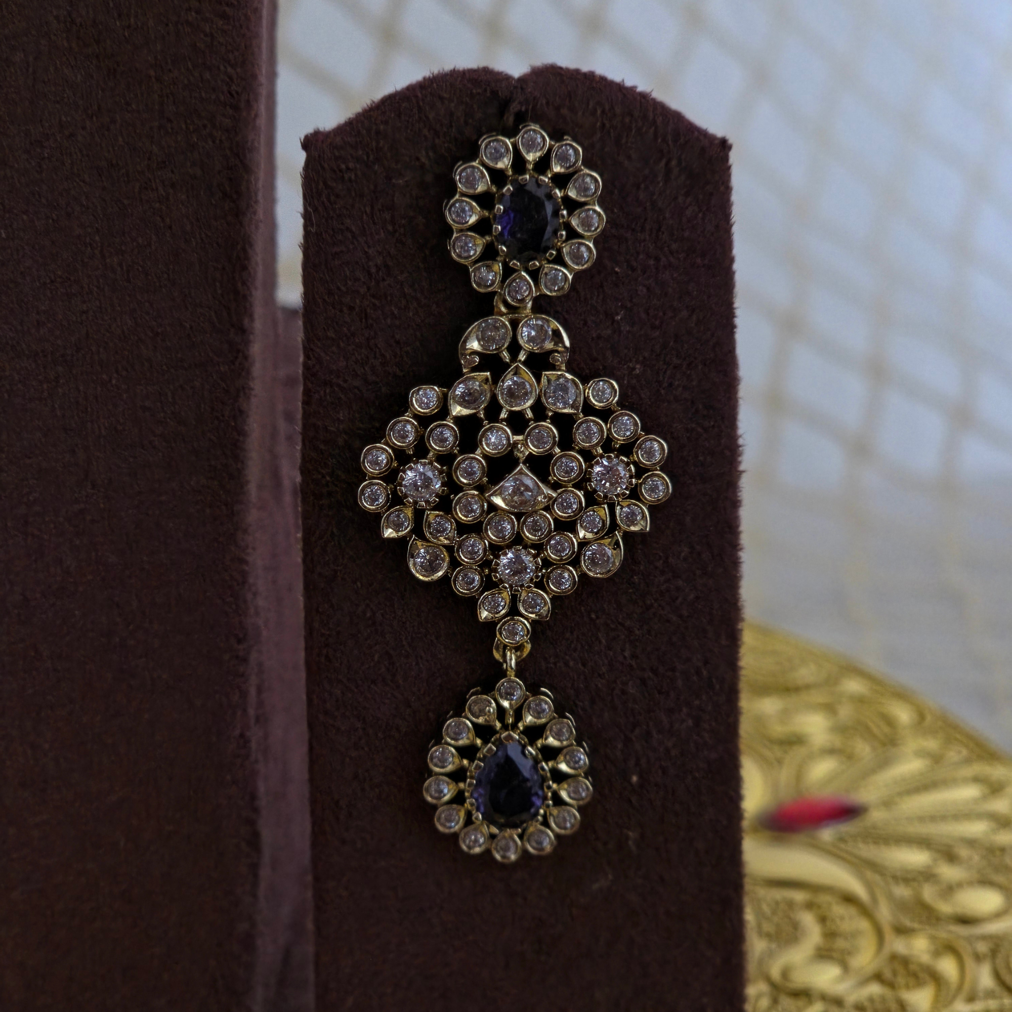 Grand Victorian 3 Layer Purple Drop Neckpiece with Earring