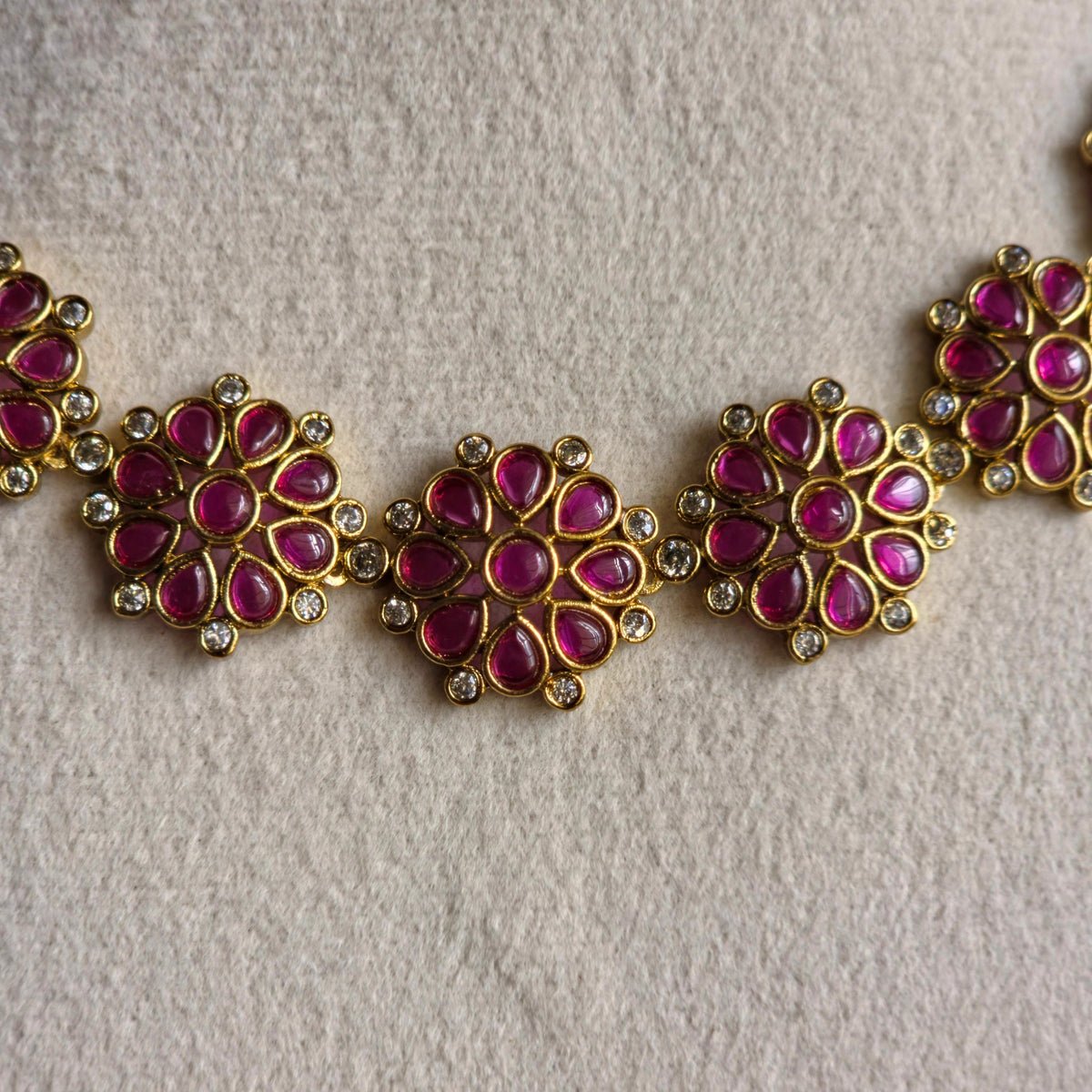 Ruby Floral Kundan Necklace Set