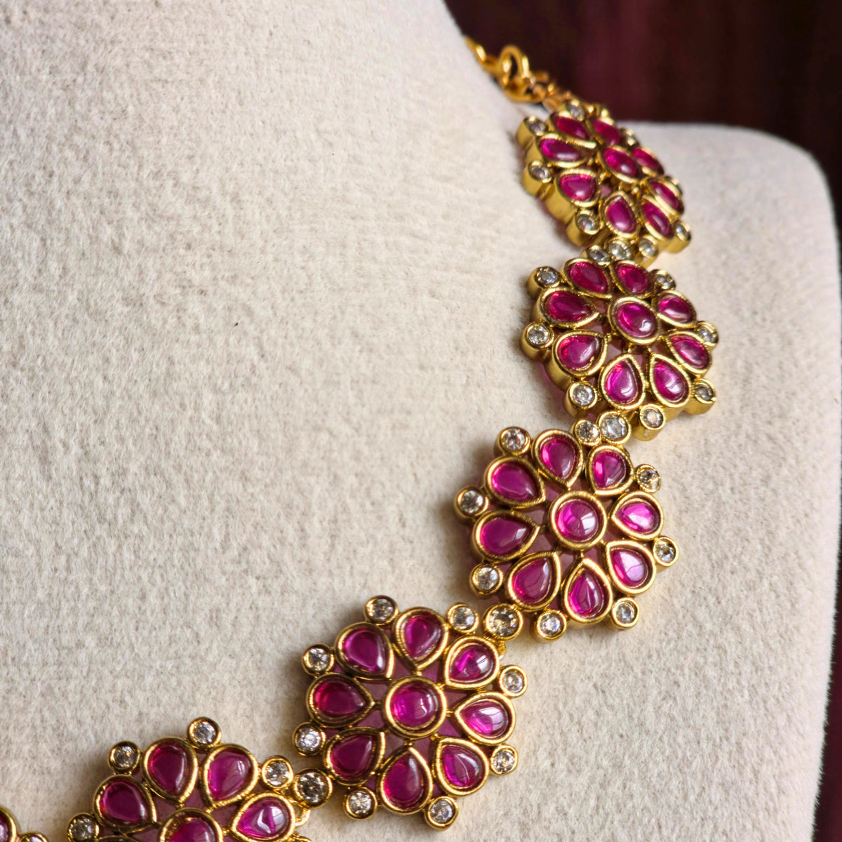 Ruby Floral Kundan Necklace Set