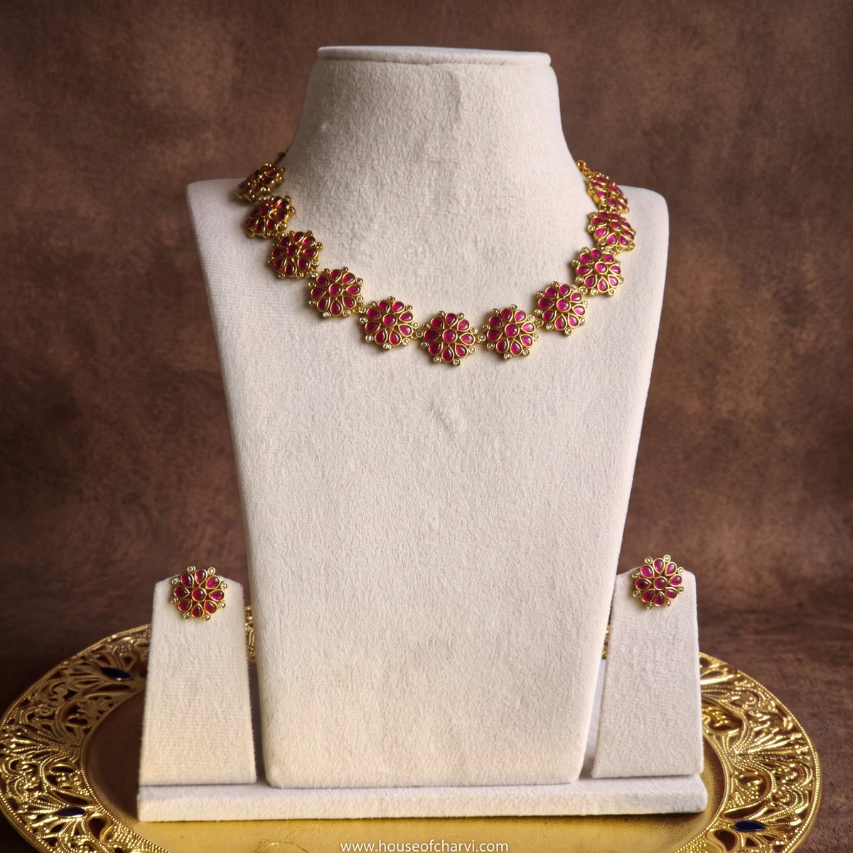 Ruby Floral Kundan Necklace Set