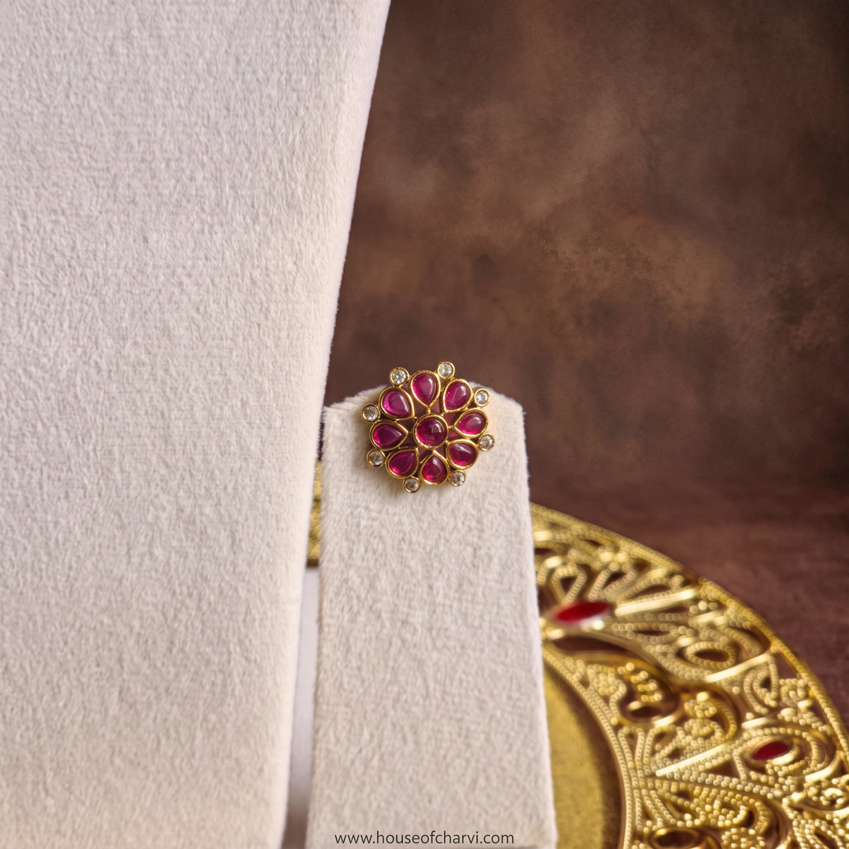 Ruby Floral Kundan Necklace Set