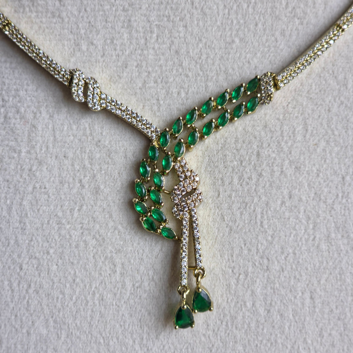 Green CZ Necklace Set