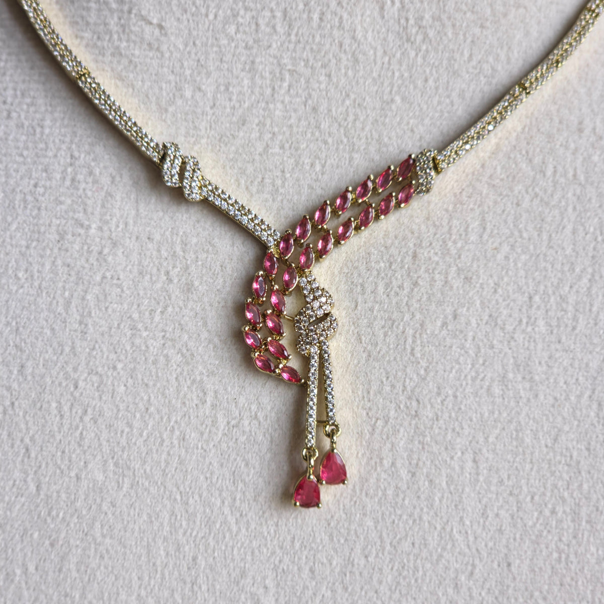 Pink CZ Necklace Set