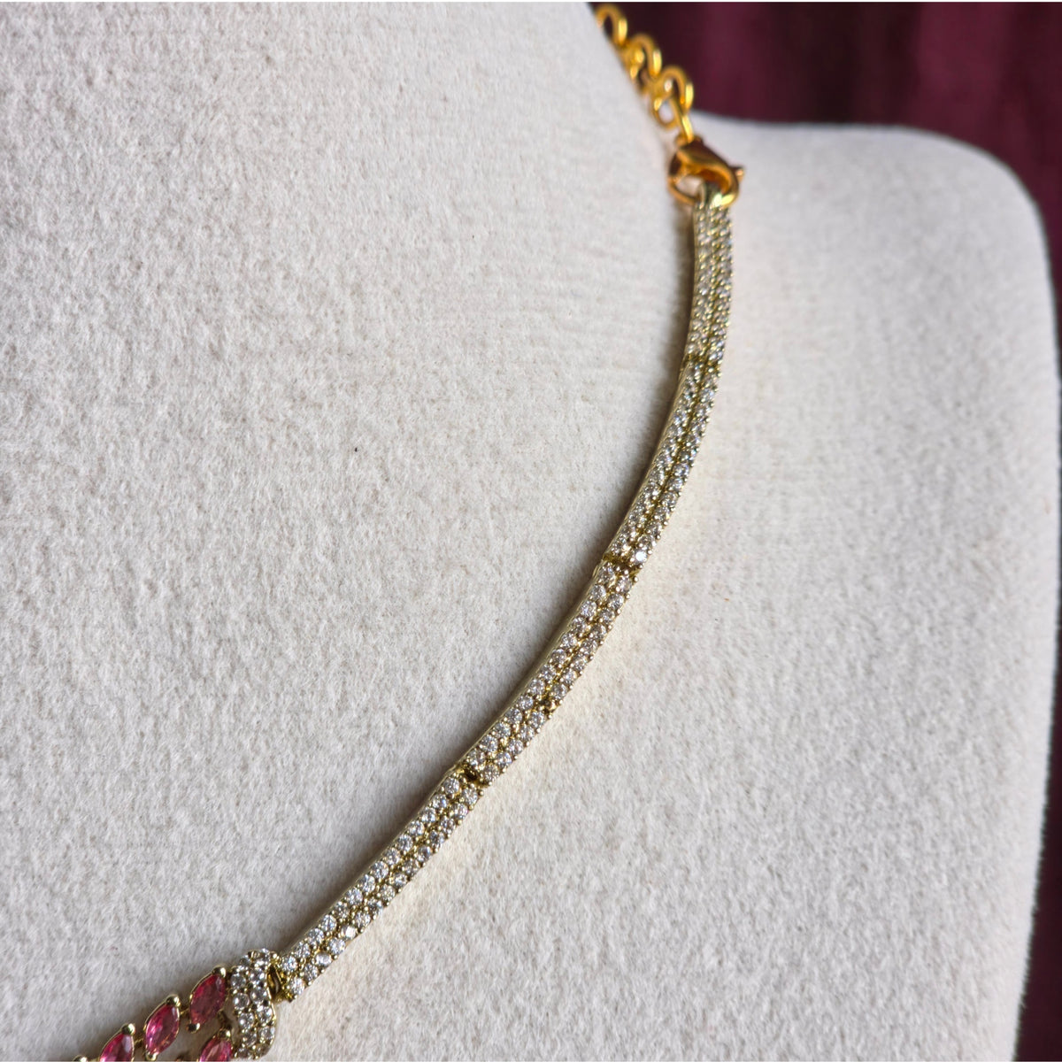 Pink CZ Necklace Set