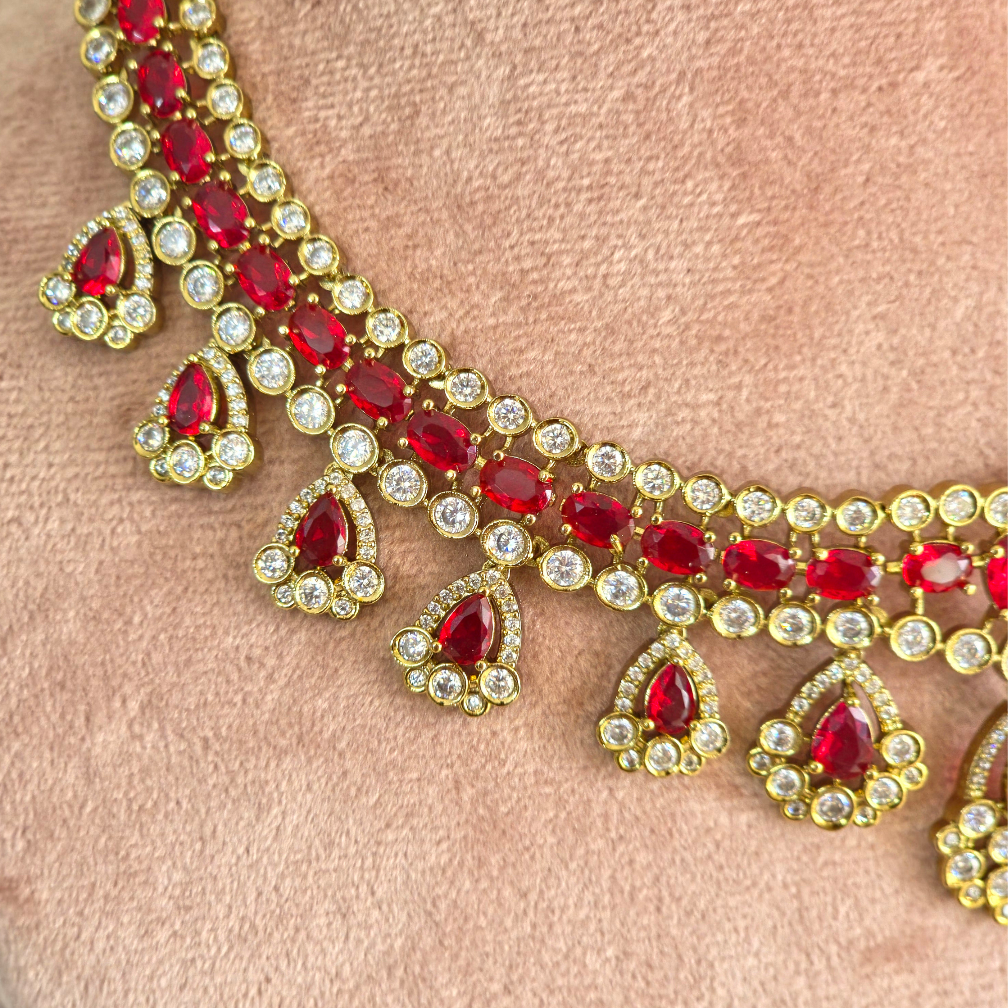 Ruby Kundan Choker Necklace Set