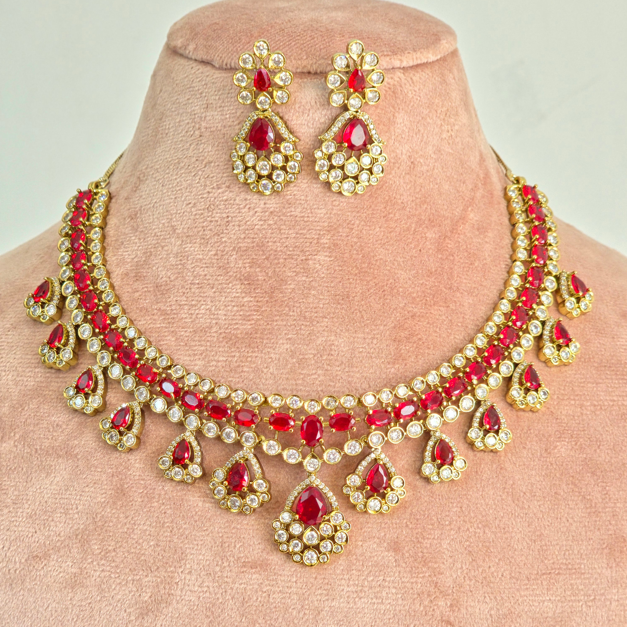 Ruby Kundan Choker Necklace Set