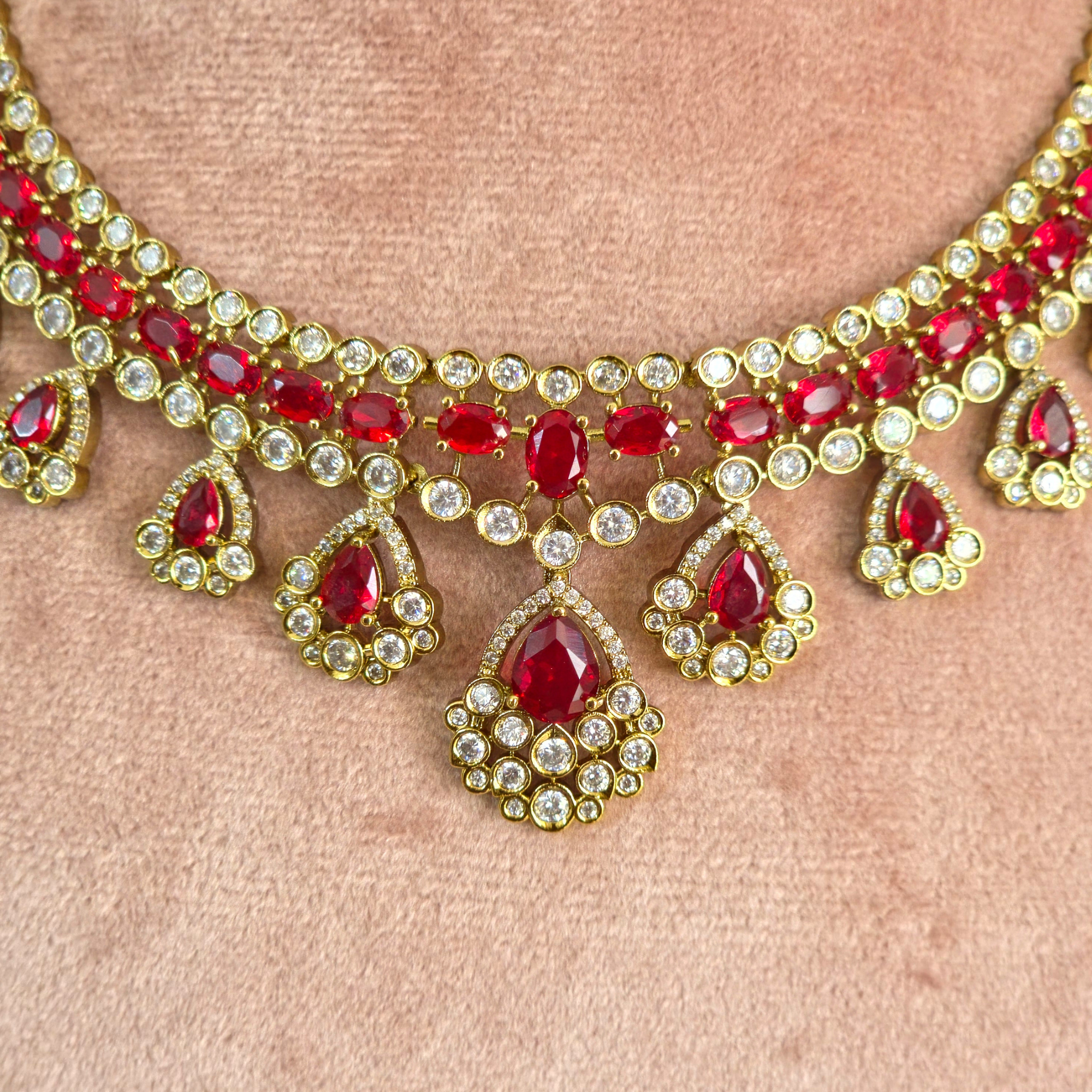 Ruby Kundan Choker Necklace Set