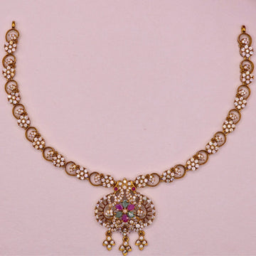 Ruby Emerald Floral Necklace Set