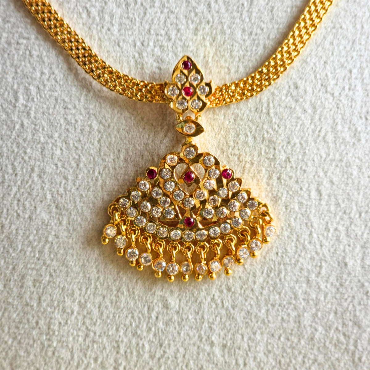 Vintage Ruby Stone Attigai Necklace