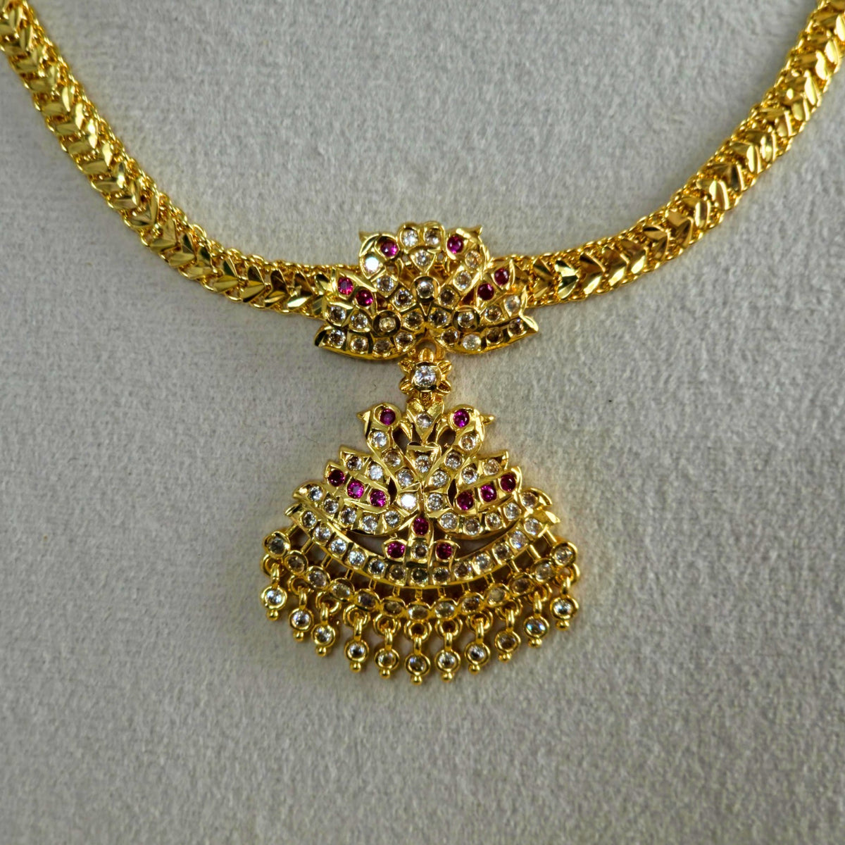Ruby Pendant  Vintage Attigai Necklace