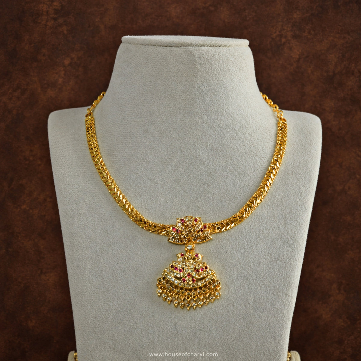 Ruby Pendant  Vintage Attigai Necklace